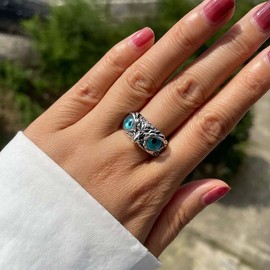 Wedity Devil Eyes Owl Ring Retro Silver Open Adjustable Animal Bird Band Jewellery for Men and Women
