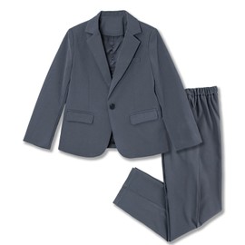 LOLANTA Boys Casual Suits Wedding Outfits Kids 2 Piece Gentleman Blazer and Pants Set Dresswear(Blue-Grey,13-14Y)