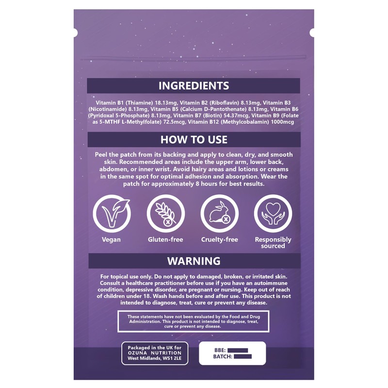 Energy Support Patches | with B-Complex Vitamins B1, B2, B3,