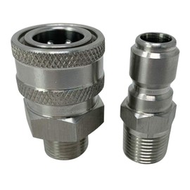 ESSENTIAL WASHER Pressure Washer Fittings Stainless Steel Quick Connect Coupler Socket/Plug Adapter Set (QC Socket/Plug Set - 3/8 Inch M-NPT)