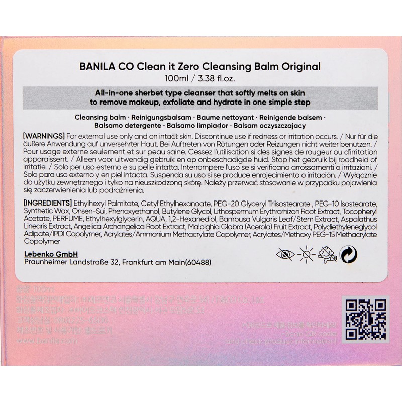 BANILA CO. Clean it Zero Cleansing Balm Original, Allinone cleansing