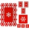 POLY FELT RED CHRISTMAS SNOW FLAKE PLACE MAT SET. PB,