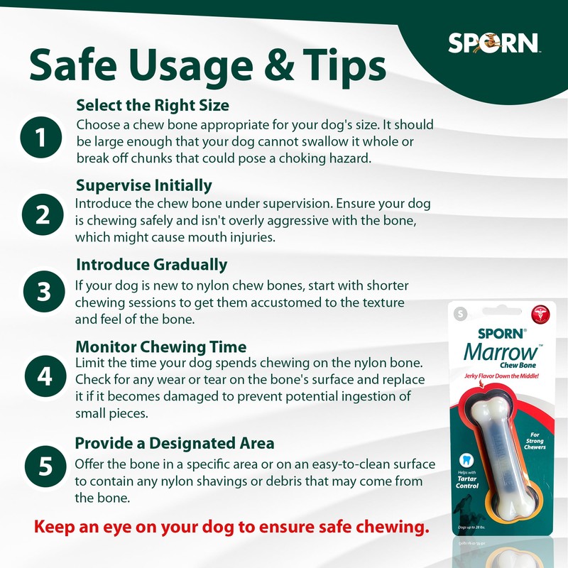 Sporn Marrow Dog Chew Bones for Aggressive Chewers, Jerky Flavor