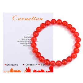 CERSLIMO Natural Bead Bracelet for Women Men Teen Girls Boys - Healing Bracelets Stretch Link Bracelets with Beautiful 8mm Crystal Bracelet for Birthday Christmas, Anxiety Bracelet, Carnelian Bracelet