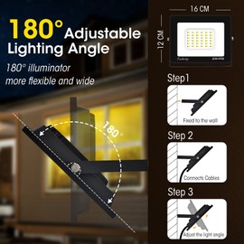 30 W LED Spotlight Outdoor Super Bright 3000 LM, Headlight 6500 K Cool White IP66 Waterproof Outdoor Light Floodlight for Backyard, Garage, Hallway, Garden, Hotel