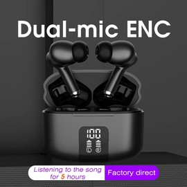 Leoxol Wireless Earbuds, Bluetooth 5.3 Headphones In Ear with 4 ENC Noise Cancelling Mic, New Bluetooth Earbuds Mini Deep Bass Stereo Sound, 36H Playtime LED Display Wireless Earphones (Black)