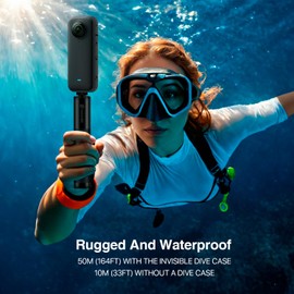 2300mAh Waterproof Battery Compatible with Insta360 X4, Increased Battery Life up to 67%, Cold Weather Resistance, 2 Slot Battery Charger Insta360 X4 Accessories (1 Battery +1 Charger)