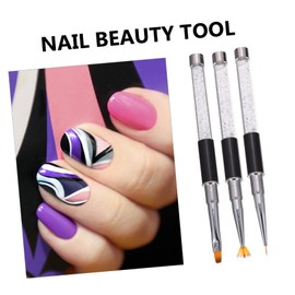 FOMIYES 3pcs Nail Art Brush Handle Drawing Pens for Manicure Includes Dotting Fan and Liner Tools for Home and Salon Use