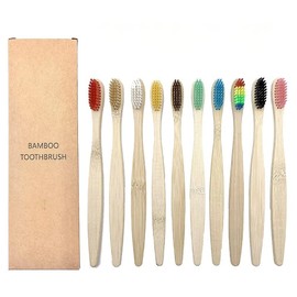 Nuevo Paquete 10 Cepillos de Dientes de Bambú - Biodegradables con Cerdas Suaves Multicolores