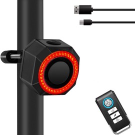 Bike Alarm USB Rechargeable with Tail Light,Motorcycle Alarm with Mount,Wireless Bicycle Anti Theft System with Remote,Waterproof Vibration Alarm for Ebike Electric Bike Scooter Car (1 Pack)