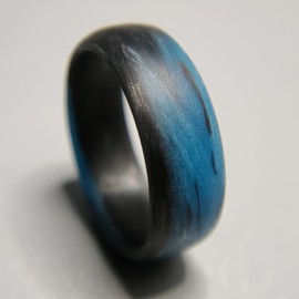 Carbon Fiber Blue Marble Glow Ring - Sizes 4-16 - Durable