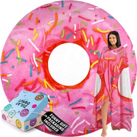 Zulay Giant Double Sided Glazed Donut with Donut Box Gift Packaging - Novelty Blanket for Adults & Kids - Soft Flannel Round Glazed Donut Blanket for Indoors, Outdoors, Travel, Home - 60 Inches