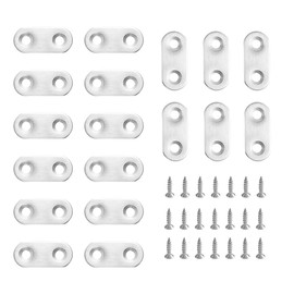 20 Pack Straight Brace, Flat Straight Bracket with Screws,Stainless Straight Flat Brace, Repair Bracket, Flat Plate Straight Bracket, Stainless Steel Straight Bracket (Silver)