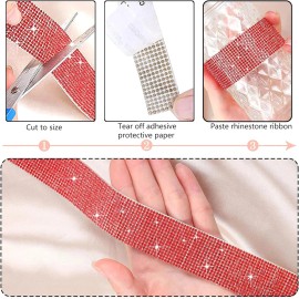 SMITH 1 4 Pack Different Width Red 2mm Rhinestone Crystal Diamond DIY Decorative Sticker