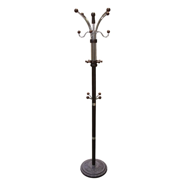 Ore International Metal/Wood Coat Rack, 73", Espresso