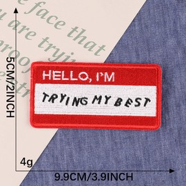 4PCS Hello I'm Trying My Best Embroidered Patches Funny Iron on Patches Sew Iron on Applique Embroidered Patches Iron on Patches for Clothing Bags Hats Jackets Jeans Iron On Sew On Emblem