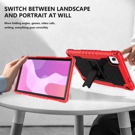 Doemoil for UGRIHACH UG-C10/Lville LVEC10/HiGrace C10/Freeski C10/FYMLCPFY C10A/AEEZO C10 10.1inch Tablet case Built in Stand with Shoulder Strap (Red/Black)