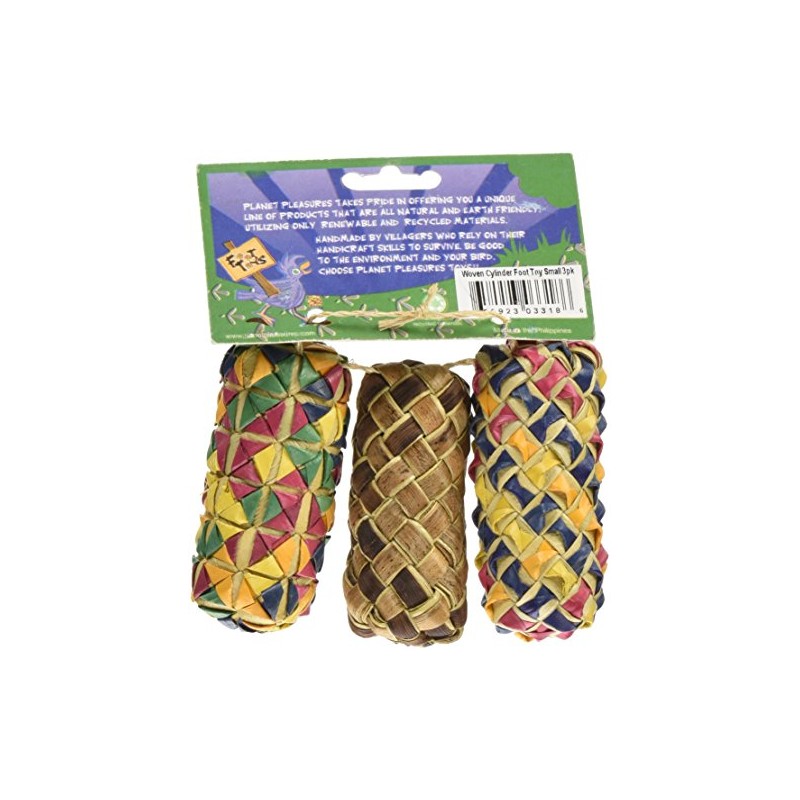 Planet Pleasures Woven Cylinder Foot Toy (3 Pack), Small