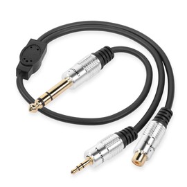 PNGKNYOCN 3 in 1 Stereo Audio Cable, 6.35mm 1/4" TRS Male to 3.5mm 1/8" TRS Male/RCA Male Stereo Audio Cable for Amplifier, Home Theater, Speaker and More (0.5M)