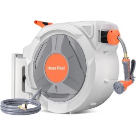 Unbranded Retractable Garden Hose Reel, 1/2 In x 130 Ft With 9 Function Sprayer Nozzle