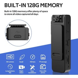 Rigwig HD 1080P Noise Reduction Camera, 180° Rotatable Lens Body Worn Camera,Night Vision Recorder with Audio/Video,Wearable Mini Video Recorder W/ 16GB SD Card Included