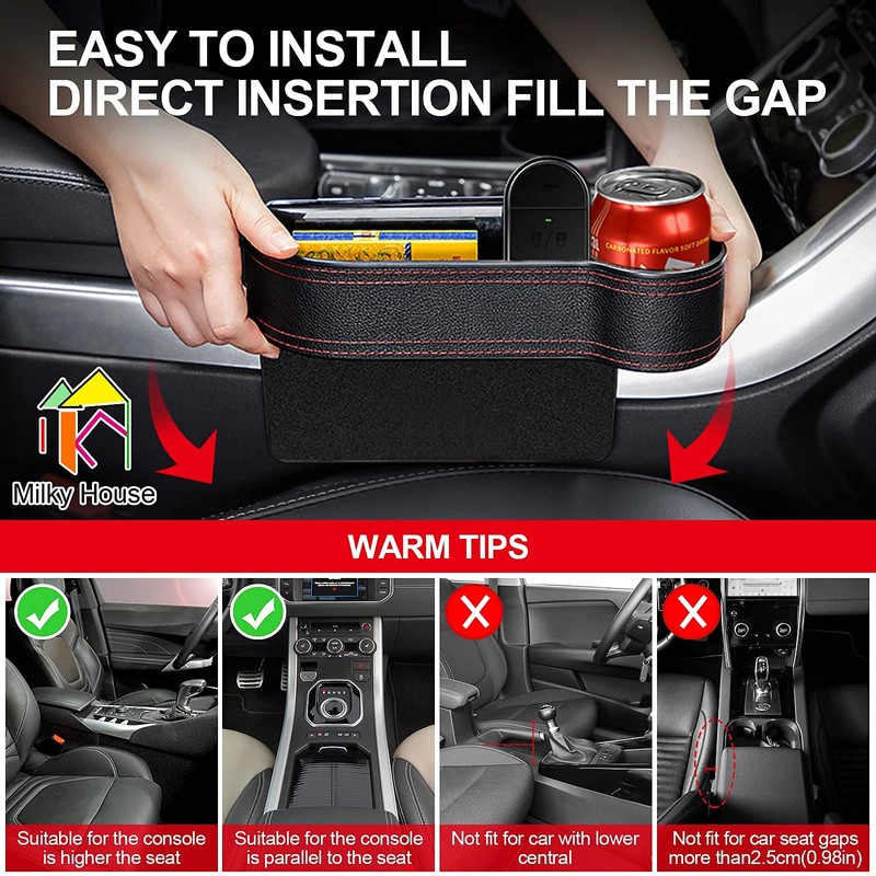 2 Set Car Seat Gap Organizer, Car Gap Filler Storage