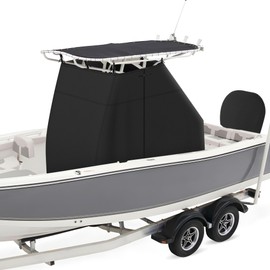 NOOKAT 900D Waterproof T-Top Boat Center Console Cover with Motor Cover, Heavy Duty Marine Grade Polyester Fabric, Fit T-Top Center Console 100" L 60" W 82" H, Black