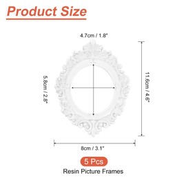 QUARKZMAN Pack of 5 Vintage Resin Picture Frames, 2.2 x 1.8 Inch Mini Picture Frame, Oval Rectangle Wall Hanging Frame, Display Frame, Photo Holder for Home, Wall Jewellery, Display, Hotel Decor,