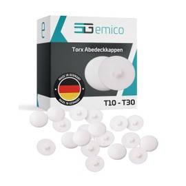 emico Caps for Torx Screws T20-Pack of 100 White - Cover Caps Made of Flexible LDPE - Residue-Free and Perfect Fit - Ideal for a Clean Appearance and Safe Protection