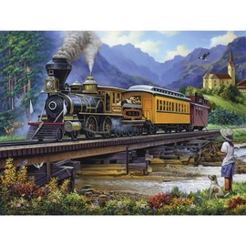 Bits and Pieces - 1000 Piece Jigsaw Puzzle for Adults - 20" x 27" - Old Steam Train - 1000 pc Countryside Railroad Jigsaw by Oleg Gavrilov