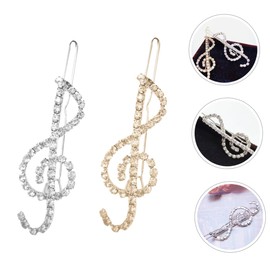 Gatuida 2pcs Rhinestone Music Note Hair Clips Lightweight Sparkle Barrettes for Women Flexible Side Hairpins for Thick Thin Curly Straight Hair Party Accessories for Christmas and Costume