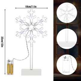 Riakrum 3 Pcs Lighted Christmas Tabletop Decorations Snowflake Table Decor Xmas Night Lights Battery Operated Christmas Centerpiece Lights Indoor for Holiday Winter Party Desk