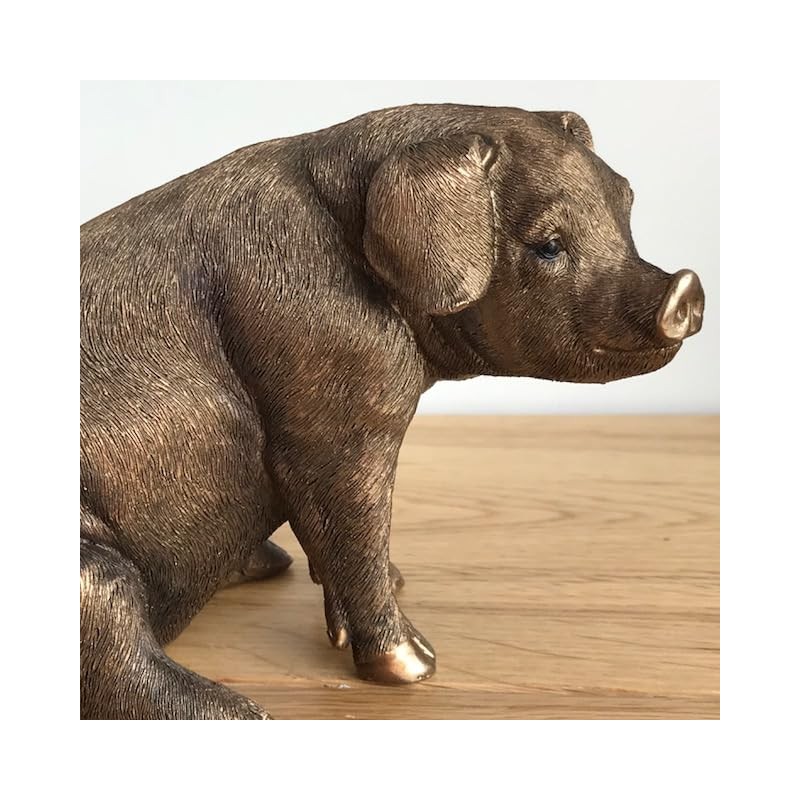 Leonardo Bronze Effect Sitting Pig Ornament Reflections Farm Animals Collection