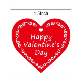 Happy Valentine's Day Stickers/Red Heart Shaped Stickers - Valentine's Day Love Heart Stickers Valentine's Day Tags Stickers - 500 Labels Per Roll (red, 1.5Inch)