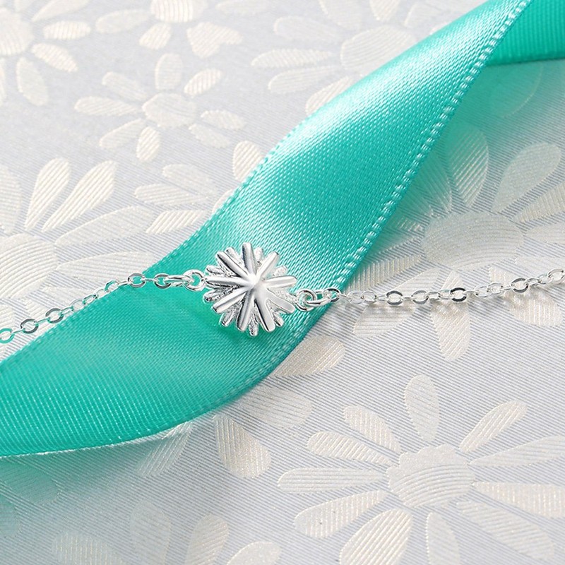 K.L.Y Women's Bracelet, Small Daisy, 925 Silver, Simple Bracelet, Cute,