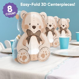 Big Dot of Happiness 8 Count Teddy Bear 3D Centerpiece Table Decorations, Freestanding We Can Bearly Wait Baby Shower or Birthday Party Centerpieces