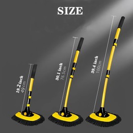 MVEQRRN Upgrade Car Wash Brush Mop with Long Handle,Chenille Microfiber Car Wash brush Car Cleaning Brush Kit Car Wash Mop Supplies Car Washing Brush with Scratch-Free Replacement Head