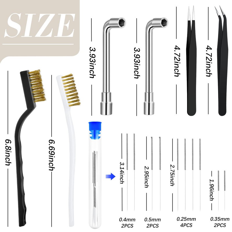 Zhehao 16 Pieces 3D Printer Nozzle Wrench Cleaning Kit,10 Nozzle