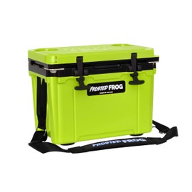 Made in USA Frosted Frog Hyper-Light 14 Quart Hard Cooler Insulated Portable Ice Chest Box for Beach, Beverages, Camping, Fishing, Boat, Barbecue, 30% Lighter Than Rotomolded Coolers (Green and Black)