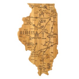 Totally Bamboo Destination Illinois State Shaped Serving and Cutting Board, Includes Hang Tie for Wall Display
