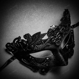 ILOVEMASKS Roman Greek Emperor Masquerade Venetian Mask | Men Ball Dance Mask Black