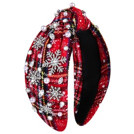YAHPERN Christmas Headband for Women Jeweled Xmas Bow Tree Snowflake Knotted Headband Holiday Christmas Accessories