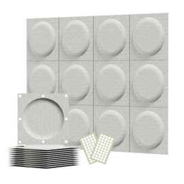 OSHIYINN Acoustical 3D Wall Panels, 12 Pack 12''x12'' Circle Art Acoustic Panels for Interior Wall Decor, Decorative Acoustic Panels, Acoustic Wall Panels, Sound Absorbing Wall 3D Art (Oatmeal)
