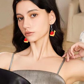 Aishgjia Animal Cute Earrings Weird Funny Bear Chicken Dog Frog Goose Panda Pig Sika Deer Snail Turtle Animals Dangle Earrings for Women Sweet Kawaii Style (Snail)