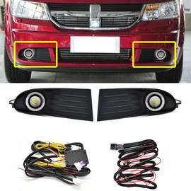 KITOCARTOP LED DRL Fog Lights Led Front Bumper Light Fit for 2010-2020 Dodge Journey Drl with Amber Turn Signal Driving Lights Night Headlight Accessories