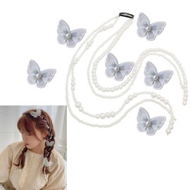 Aisetmoon Pearl Hair Ornament, Butterfly, Head Clip, Pearl, Head Chain, Bowknot Hair Clip, Stylish, Cute, Photography, Wedding, Kimono, Graduation Ceremony, Birthday, Recitals, Fireworks Displays,