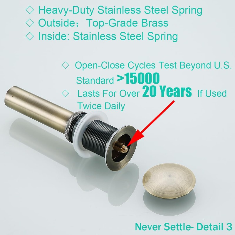 RANDOM Bathroom Vessel Sink Pop Up Drain Stopper Without Overflow