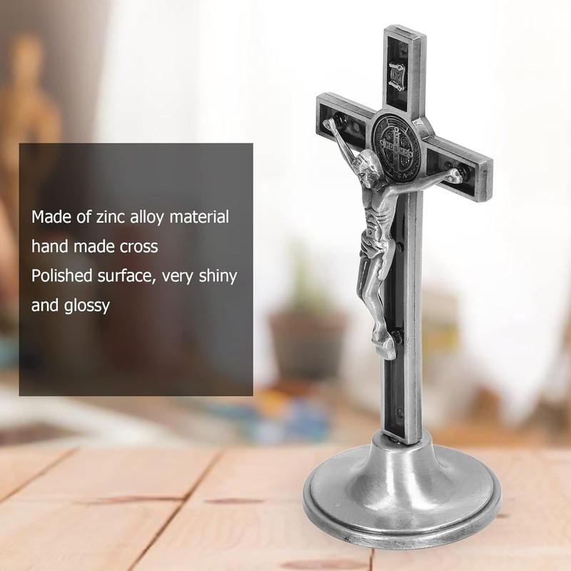 QUEAMBLER Zinc Alloy Catholic Cross Wall Art Plaque with Removable