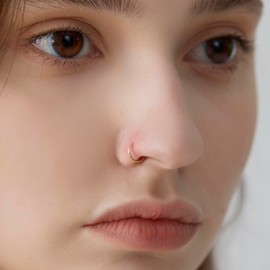 Thin Nose Rings Hoops for Women/Men,Tiny Small Gold Nose Rings 20g for Nose Piercings (1pc - 20 gauge - 6mm,14K Gold Filled)