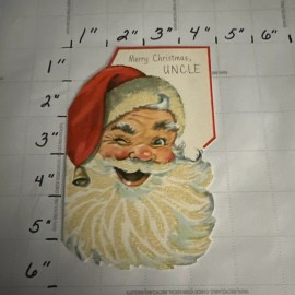 Vintage Uncle Christmas Card Greeting Card With Envelope Santa Claus Glitter
